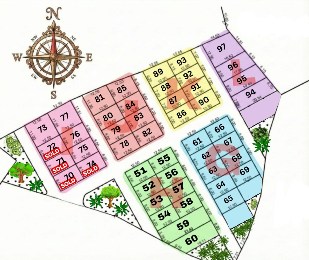 Peta kavling Poliland Kairagi dan status unit terjual